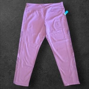 WalkPop Women's XL Lilac Purple Athletic Leggings Mesh‎ Panel Stretch Activewear